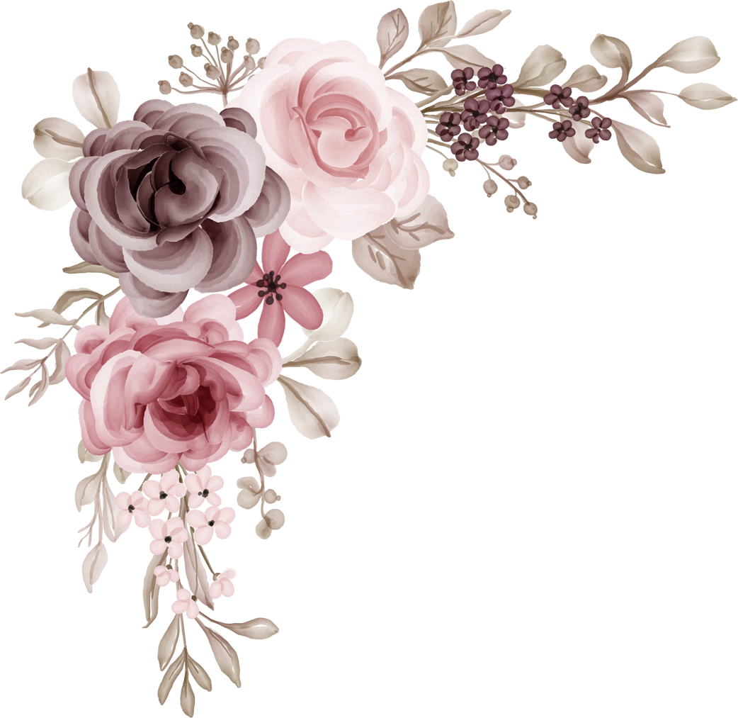 flower arrangement with rose pink pastel & maroon.