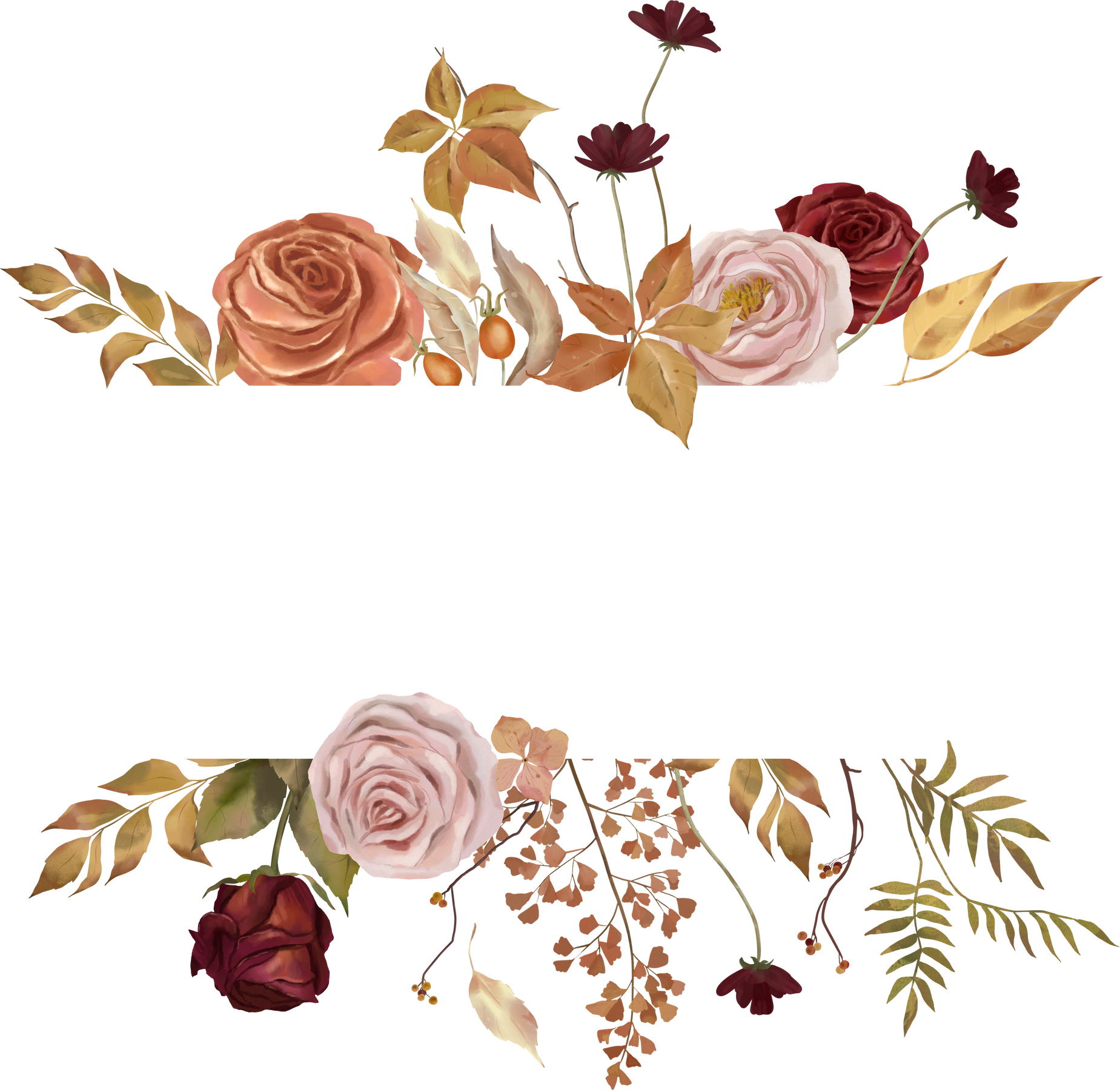 Watercolor frame with autumn flowers